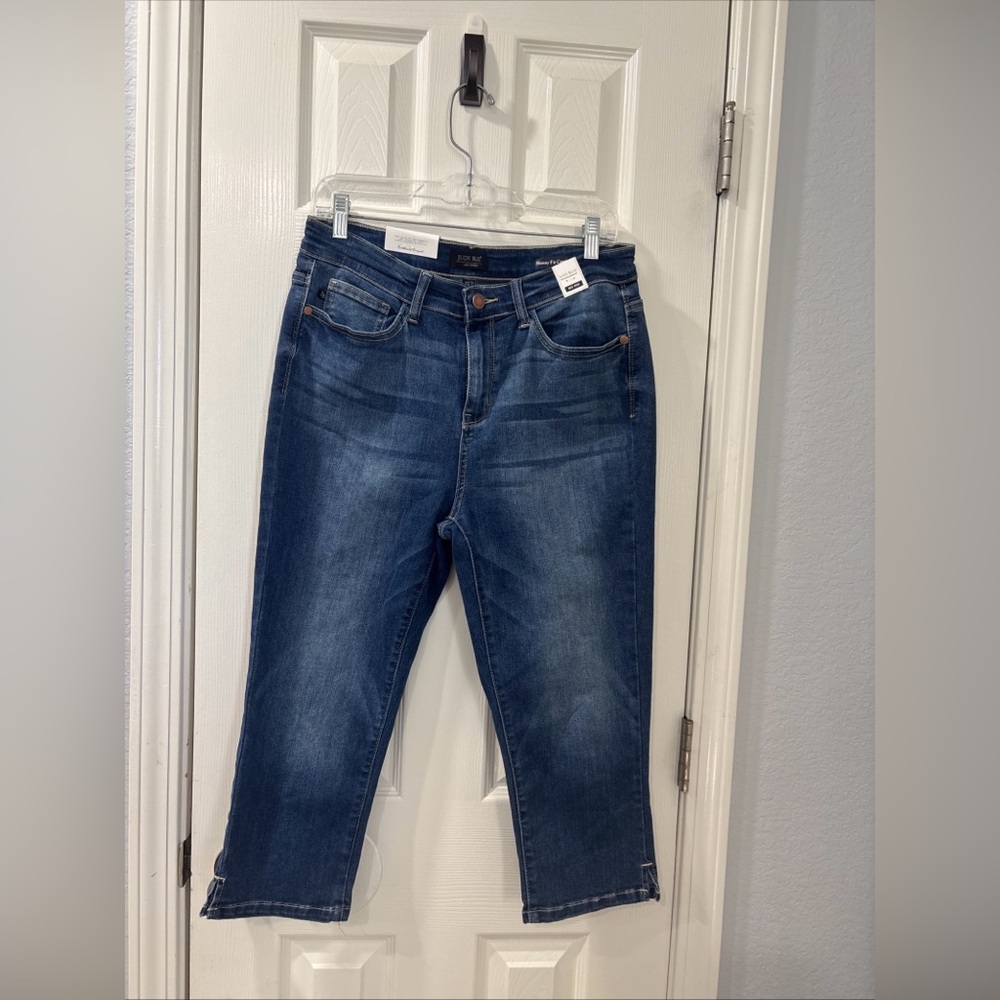 NWT Judy Blue Mid- Rise Skinny Fit Blue capri Stretch Jeans S 13/31.